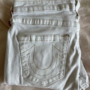 WOMENS DISTRESSED MID RISE TRUE RELIGION JEANS